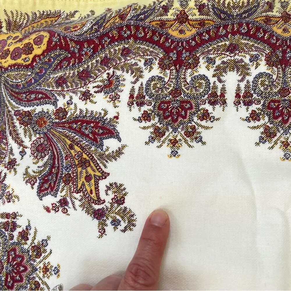 William Sonoma Cotton Placemats Yellow Maroon Floral